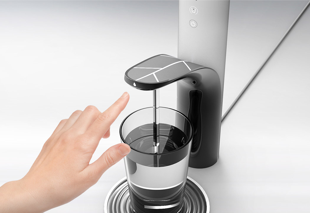 water tap，Minimalist style，Color contrast，black and white，