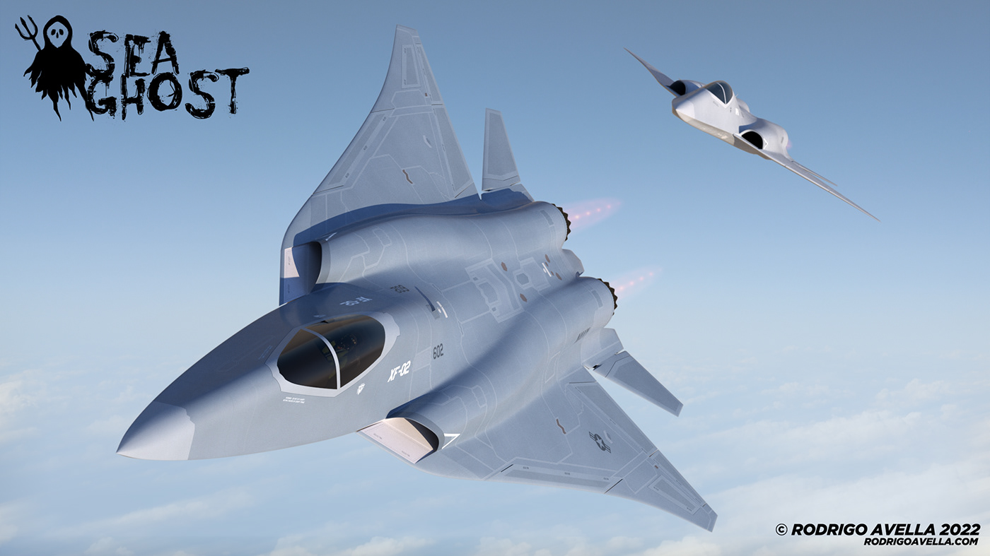 Rodrigo Avella，SEA GHOST-FA-XX，Sixth Generation Fighter Concept，industrial design，Streamlined design，