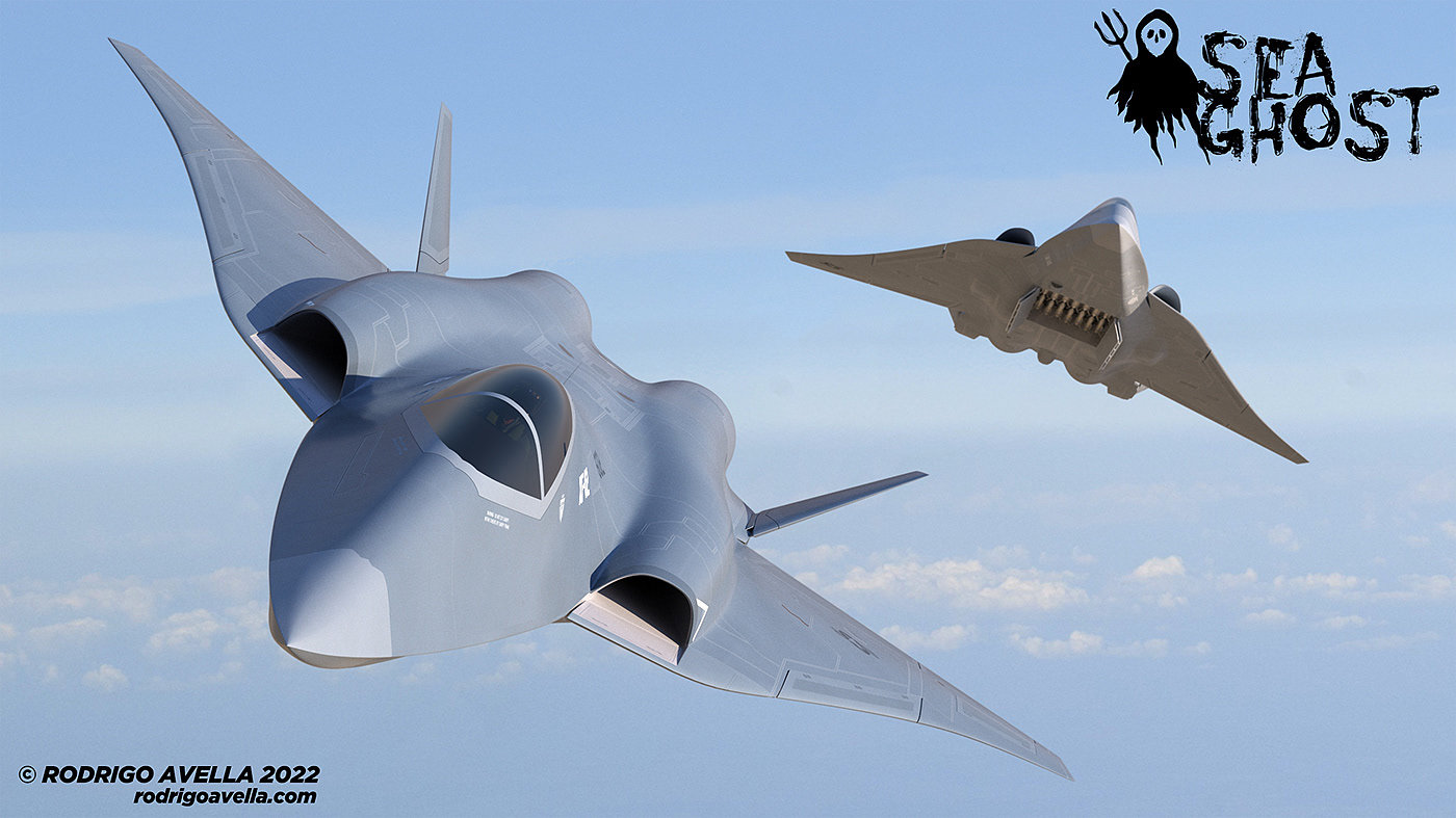 Rodrigo Avella，SEA GHOST-FA-XX，Sixth Generation Fighter Concept，industrial design，Streamlined design，