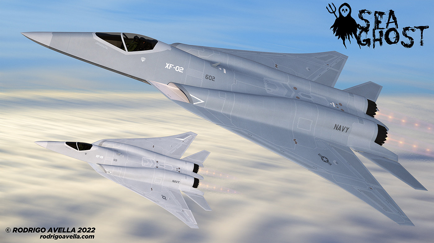 Rodrigo Avella，SEA GHOST-FA-XX，Sixth Generation Fighter Concept，industrial design，Streamlined design，