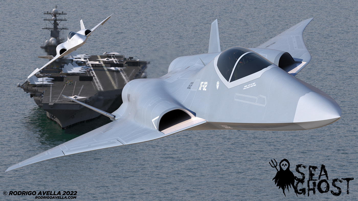 Rodrigo Avella，SEA GHOST-FA-XX，Sixth Generation Fighter Concept，industrial design，Streamlined design，