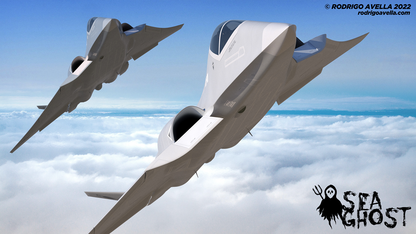 Rodrigo Avella，SEA GHOST-FA-XX，Sixth Generation Fighter Concept，industrial design，Streamlined design，