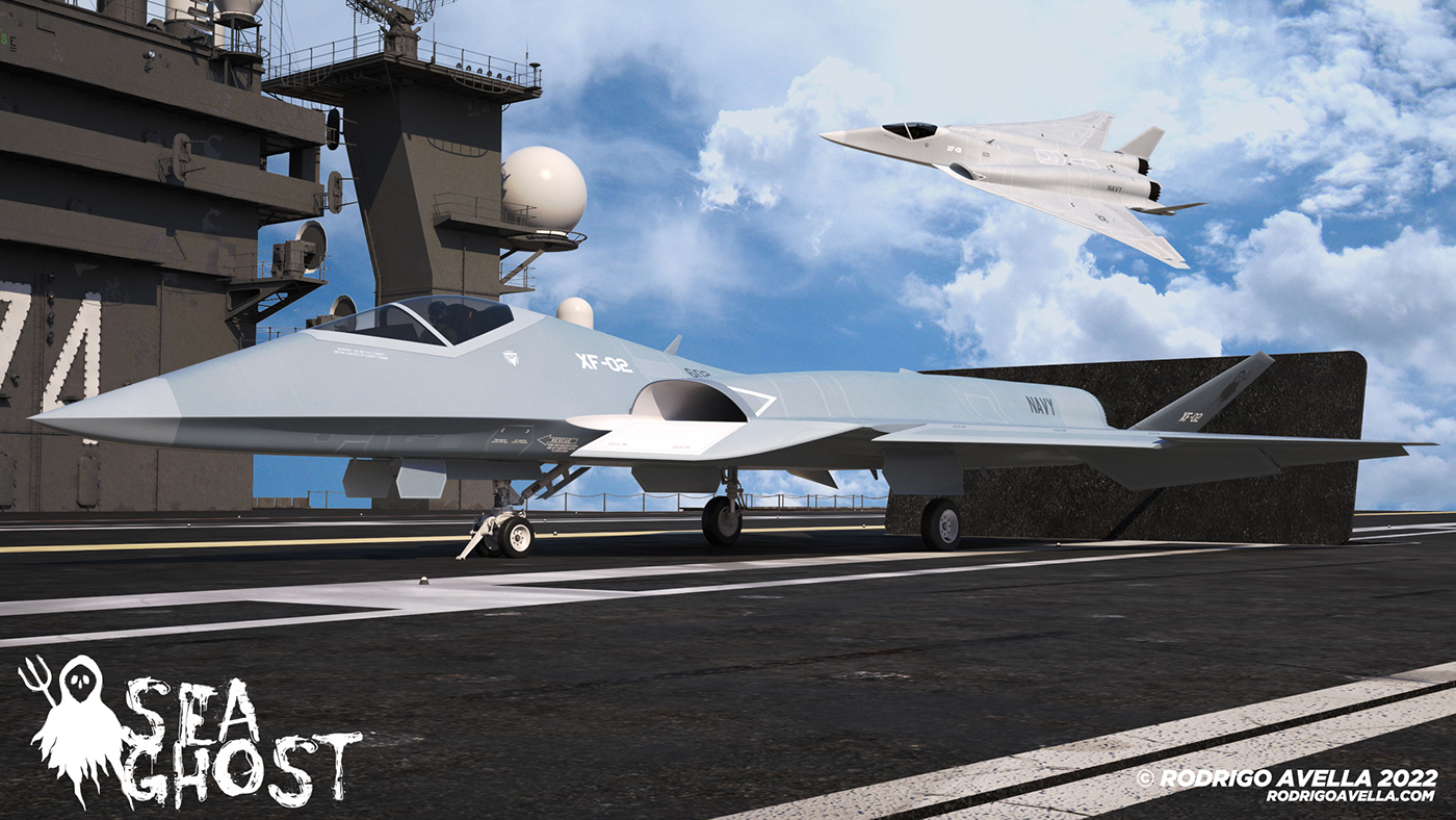 Rodrigo Avella，SEA GHOST-FA-XX，Sixth Generation Fighter Concept，industrial design，Streamlined design，