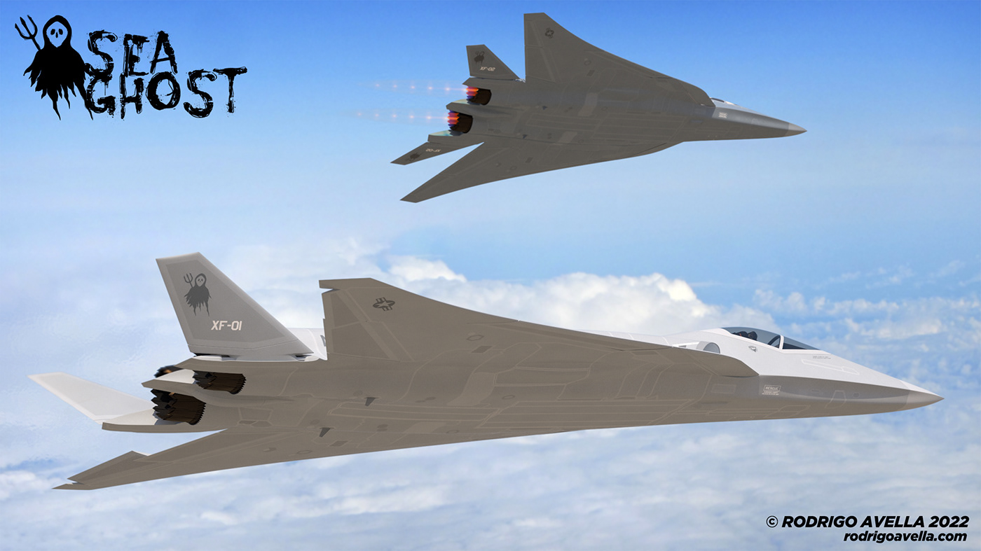 Rodrigo Avella，SEA GHOST-FA-XX，Sixth Generation Fighter Concept，industrial design，Streamlined design，