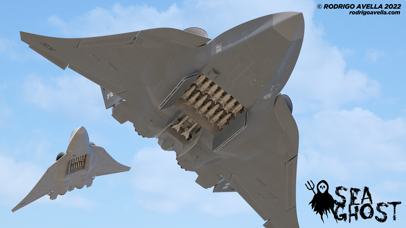 Rodrigo Avella，SEA GHOST-FA-XX，Sixth Generation Fighter Concept，industrial design，Streamlined design，