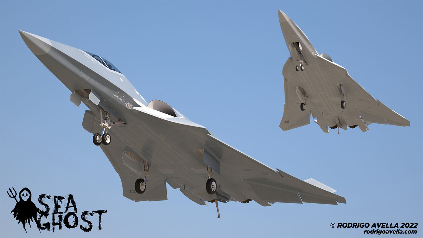 Rodrigo Avella，SEA GHOST-FA-XX，Sixth Generation Fighter Concept，industrial design，Streamlined design，