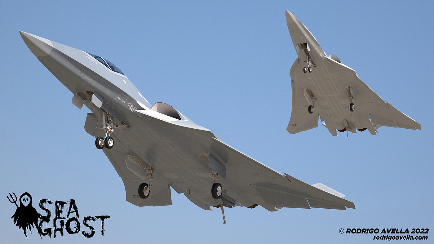 Rodrigo Avella，SEA GHOST-FA-XX，Sixth Generation Fighter Concept，industrial design，Streamlined design，