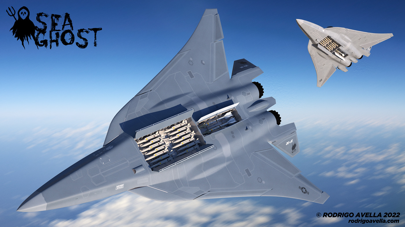 Rodrigo Avella，SEA GHOST-FA-XX，Sixth Generation Fighter Concept，industrial design，Streamlined design，