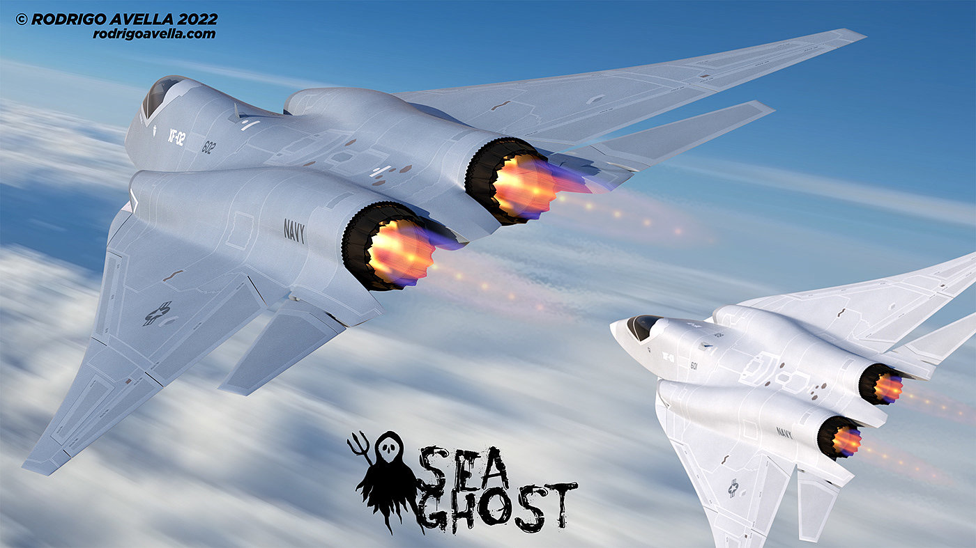 Rodrigo Avella，SEA GHOST-FA-XX，Sixth Generation Fighter Concept，industrial design，Streamlined design，