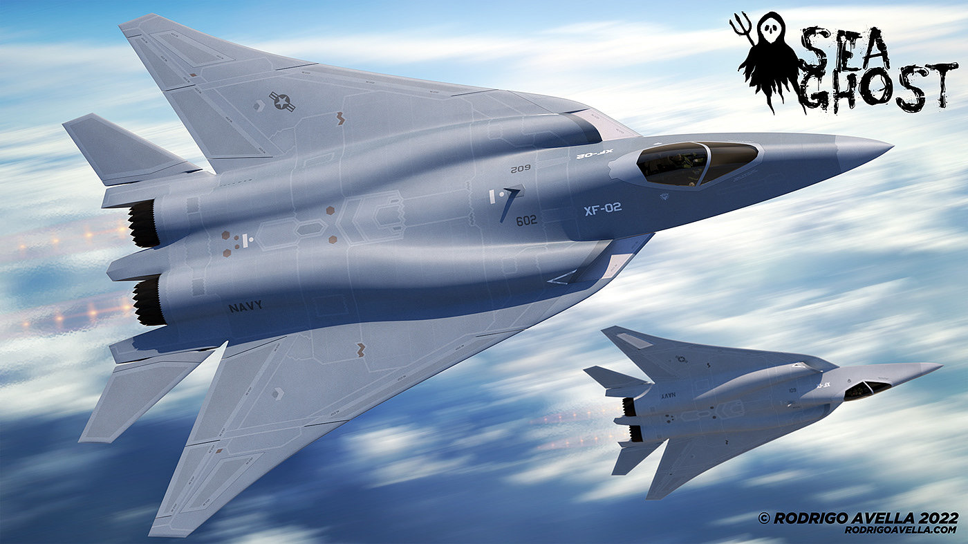 Rodrigo Avella，SEA GHOST-FA-XX，Sixth Generation Fighter Concept，industrial design，Streamlined design，
