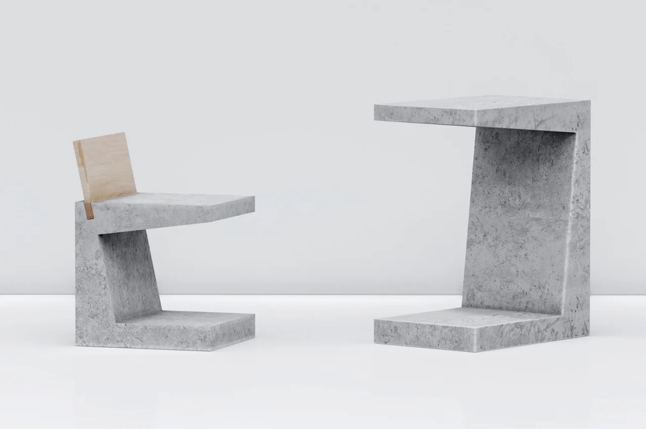 concrete，Brute，wood，outdoors，Tables and chairs，