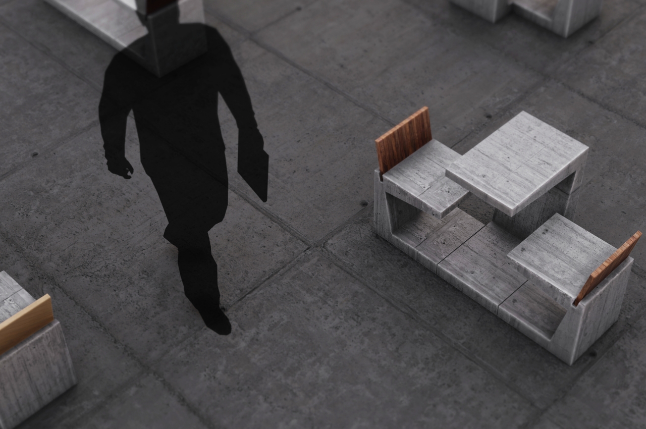 concrete，Brute，wood，outdoors，Tables and chairs，