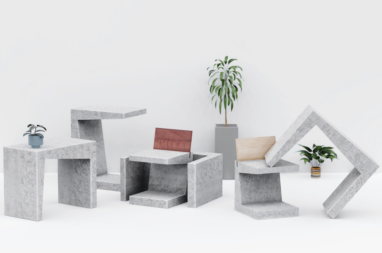 concrete，Brute，wood，outdoors，Tables and chairs，