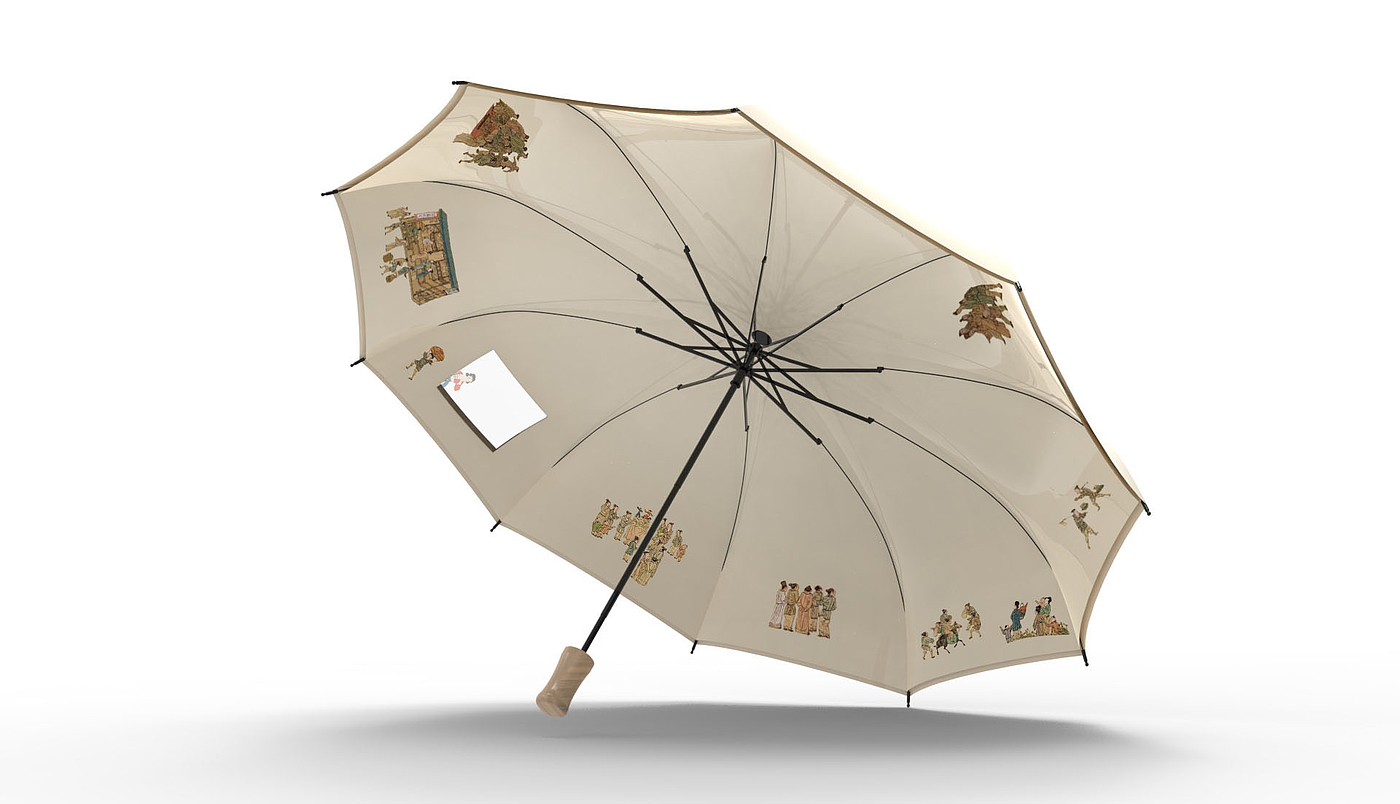 雨伞，清明上河图，有趣，原创，文创雨伞，国潮，新中式，她设计，