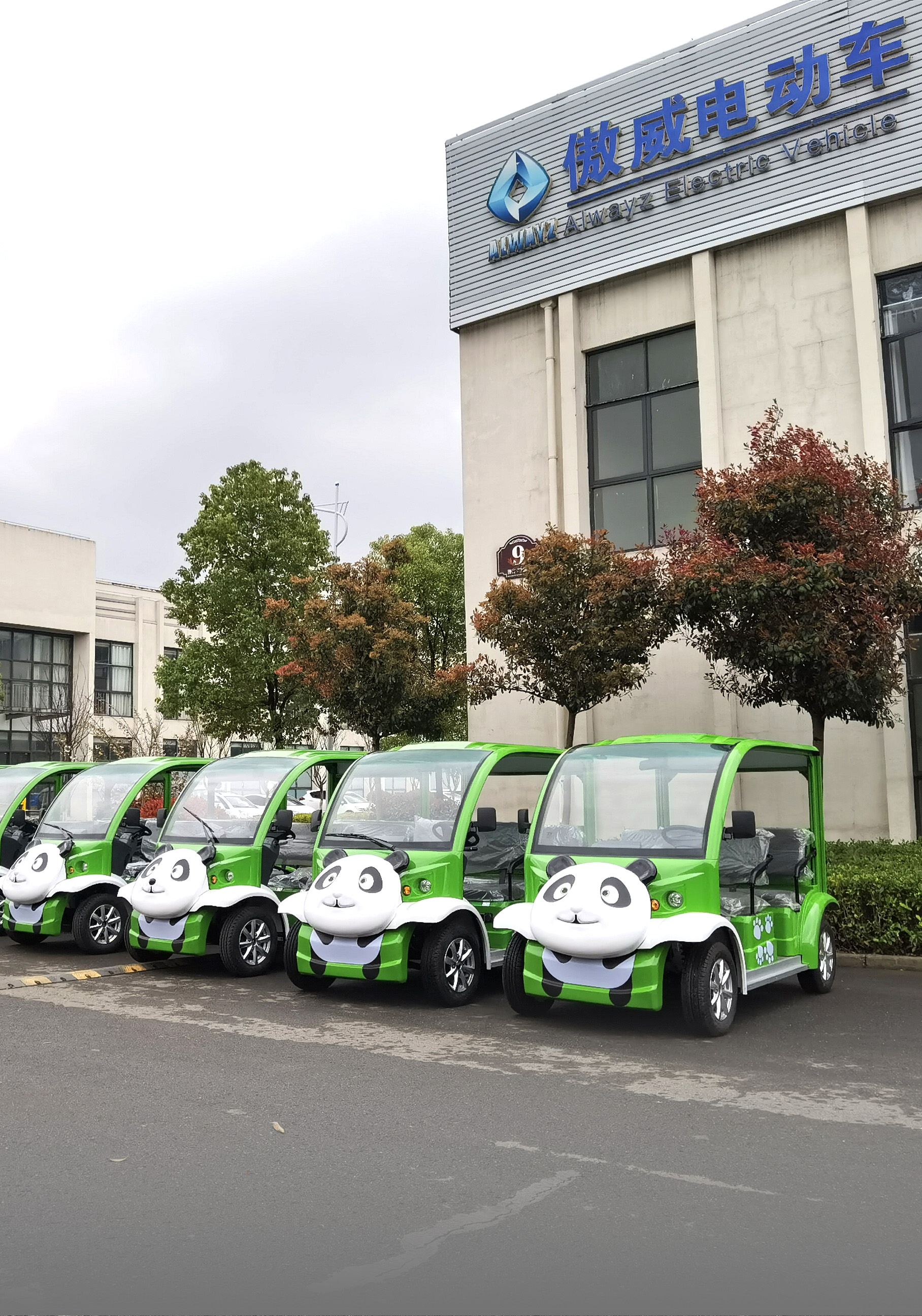 Electric sightseeing bus, cartoon, panda car，