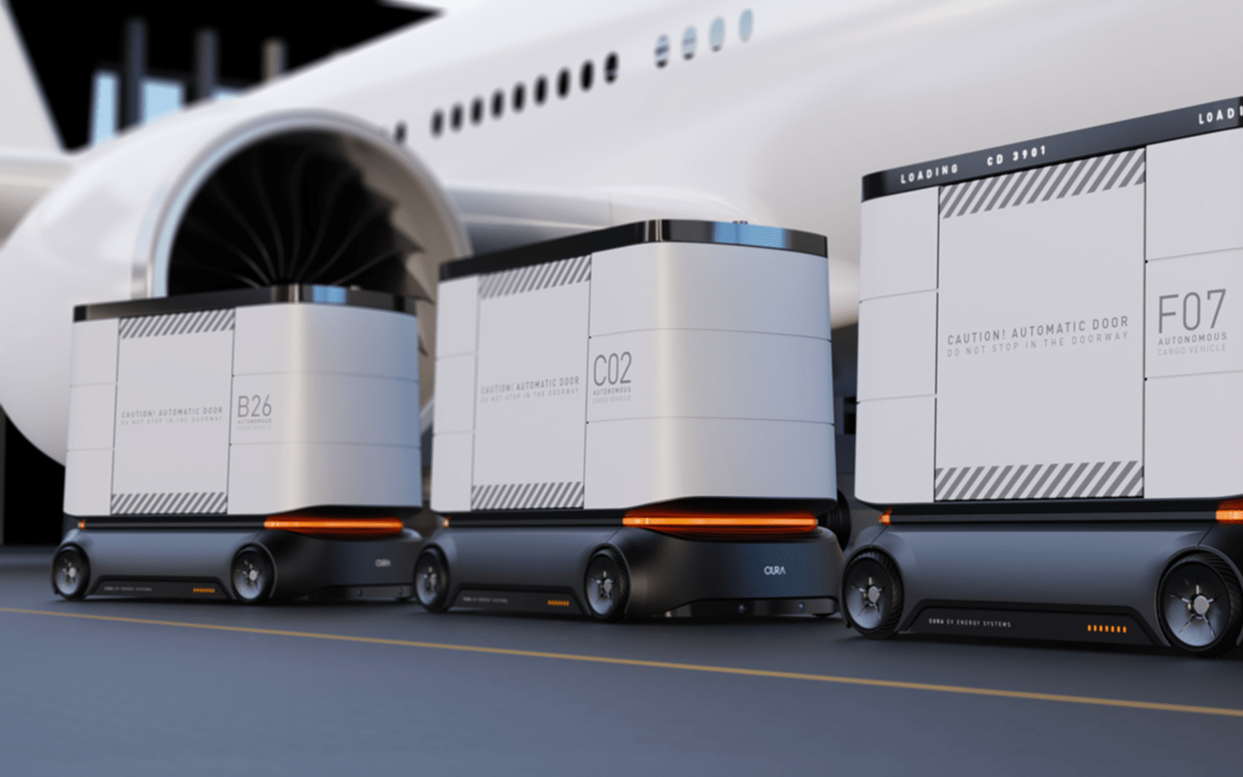 CURA DESIGN，Automatic airport freight car，MOVUS，product design，