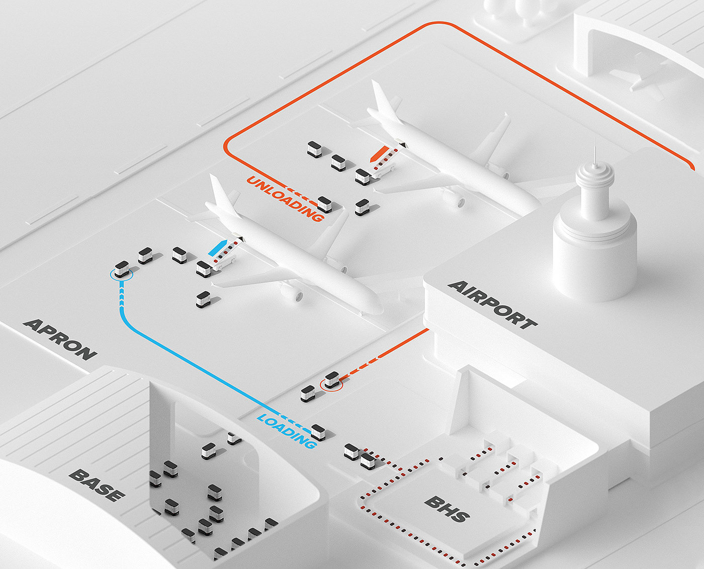 CURA DESIGN，Automatic airport freight car，MOVUS，product design，