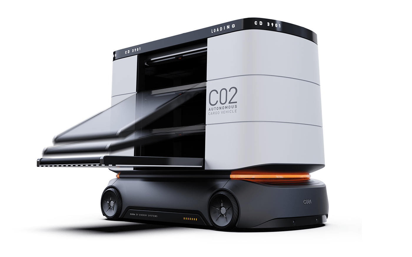 CURA DESIGN，Automatic airport freight car，MOVUS，product design，