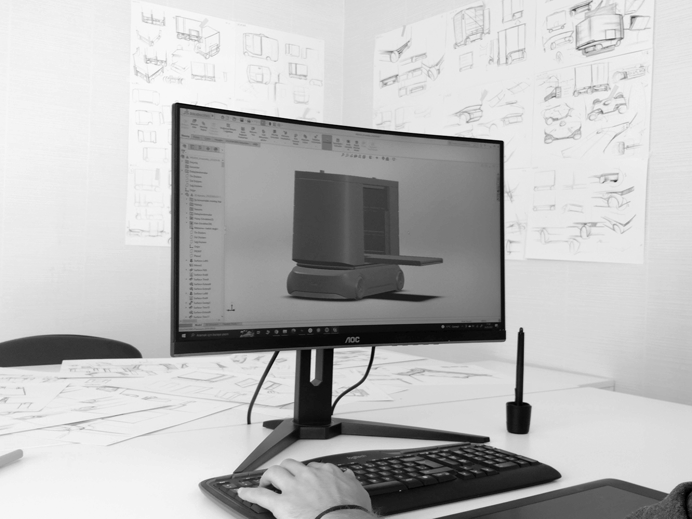 CURA DESIGN，Automatic airport freight car，MOVUS，product design，