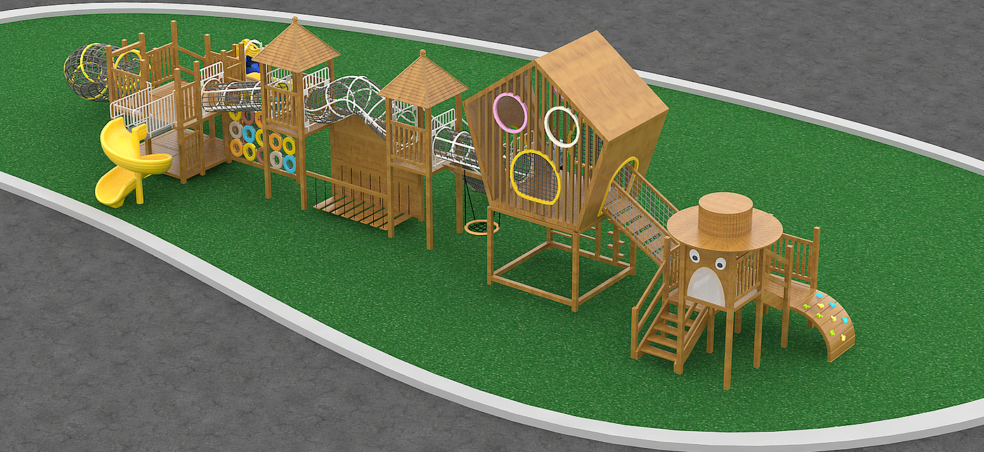 Children's play，Children's slide，Wooden slide，Amusement facilities，