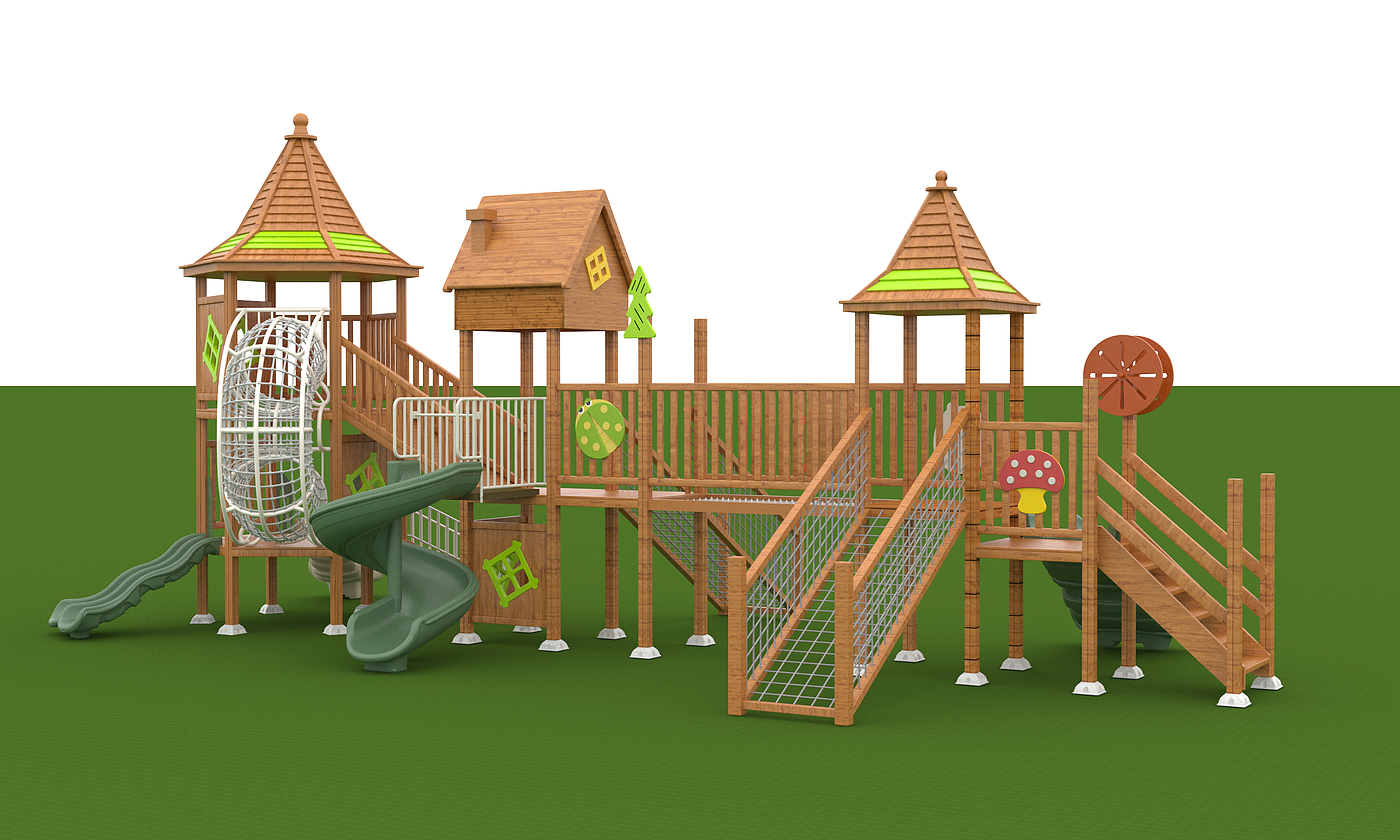 Children's play，Children's slide，Wooden slide，Amusement facilities，