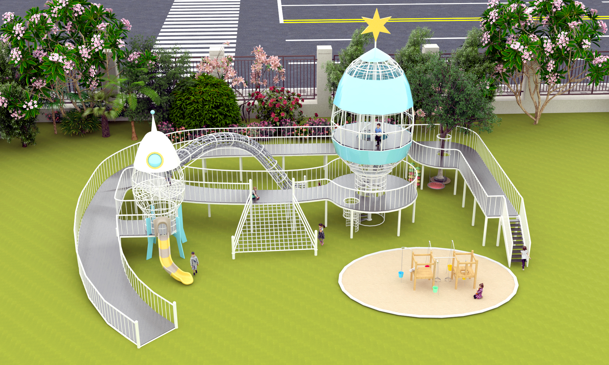Children's play，Children's slide，Amusement facilities，Outdoor recreation，
