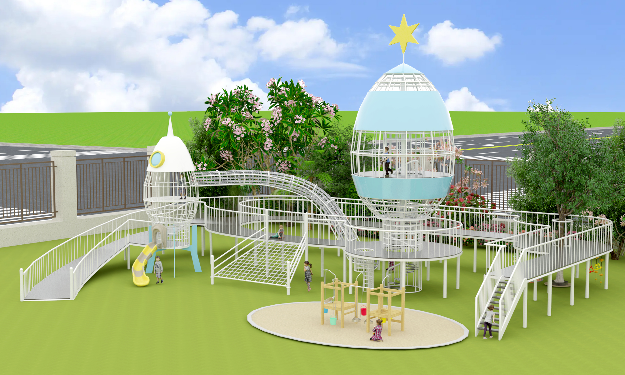 Children's play，Children's slide，Amusement facilities，Outdoor recreation，
