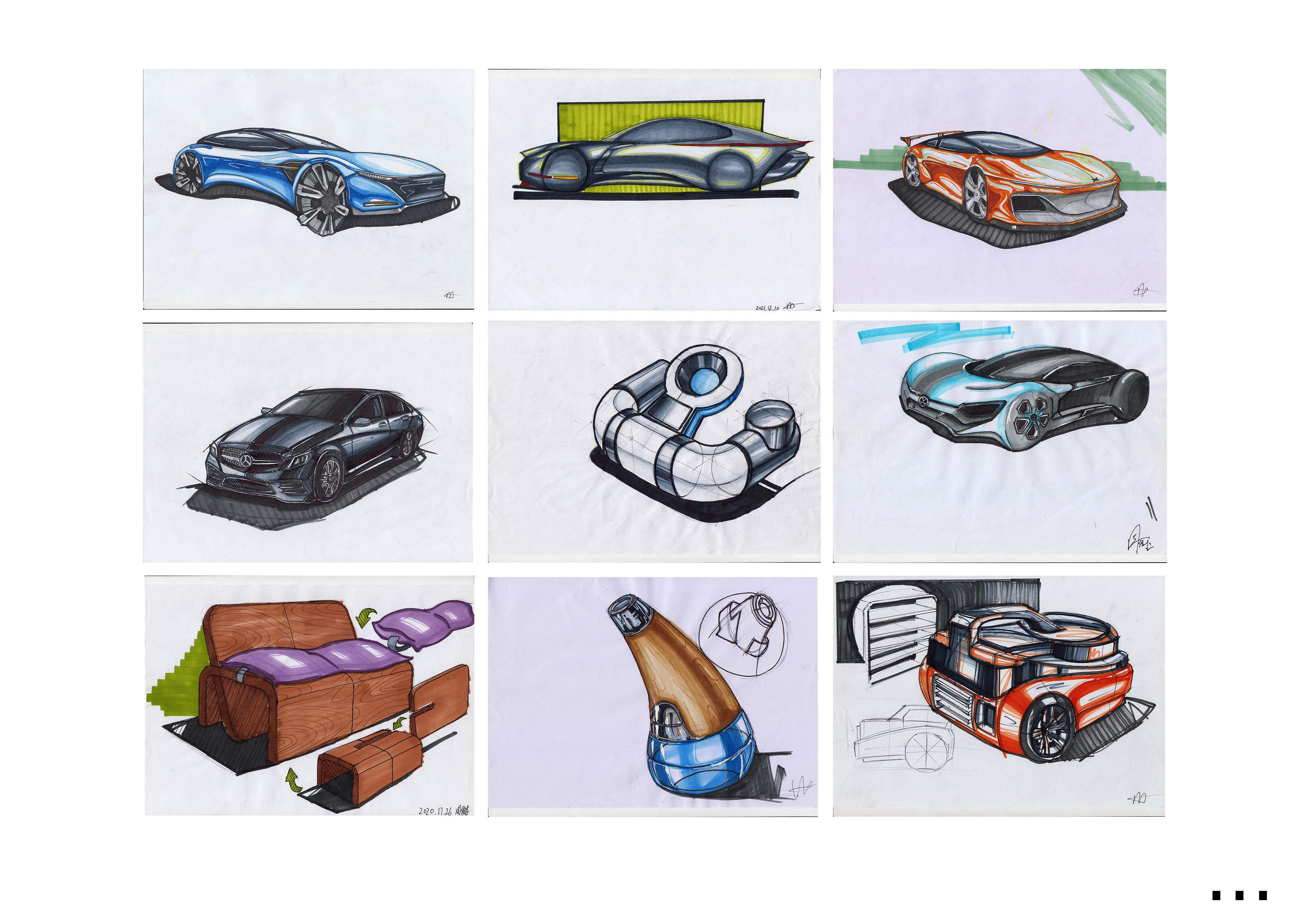 sample reels，Graduation portfolio，Collection of industrial design works，Product design collection，Automobile design，Automotive Design Portfolio，