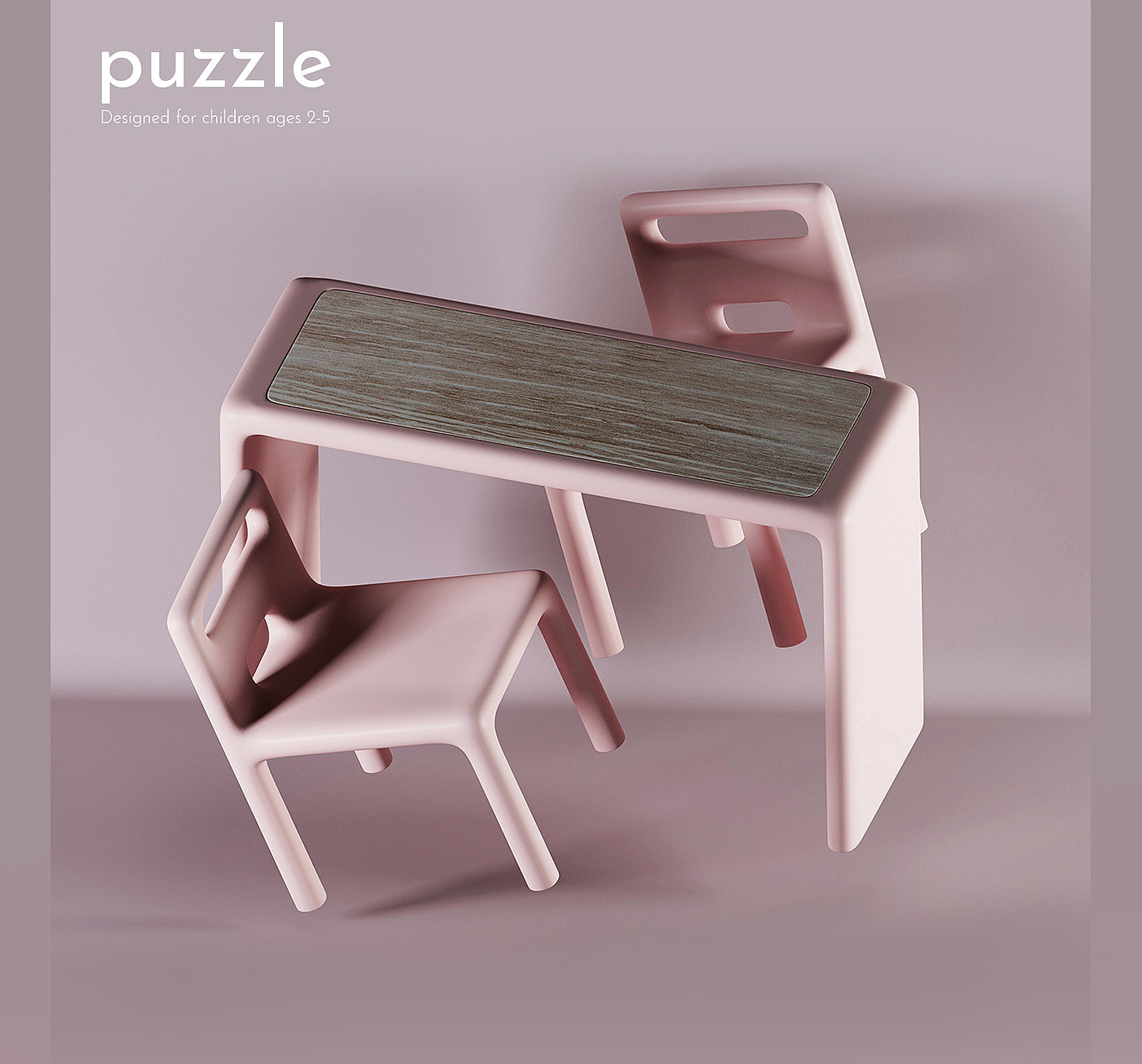 Puzzle，家具，粉色，产品设计，桌，