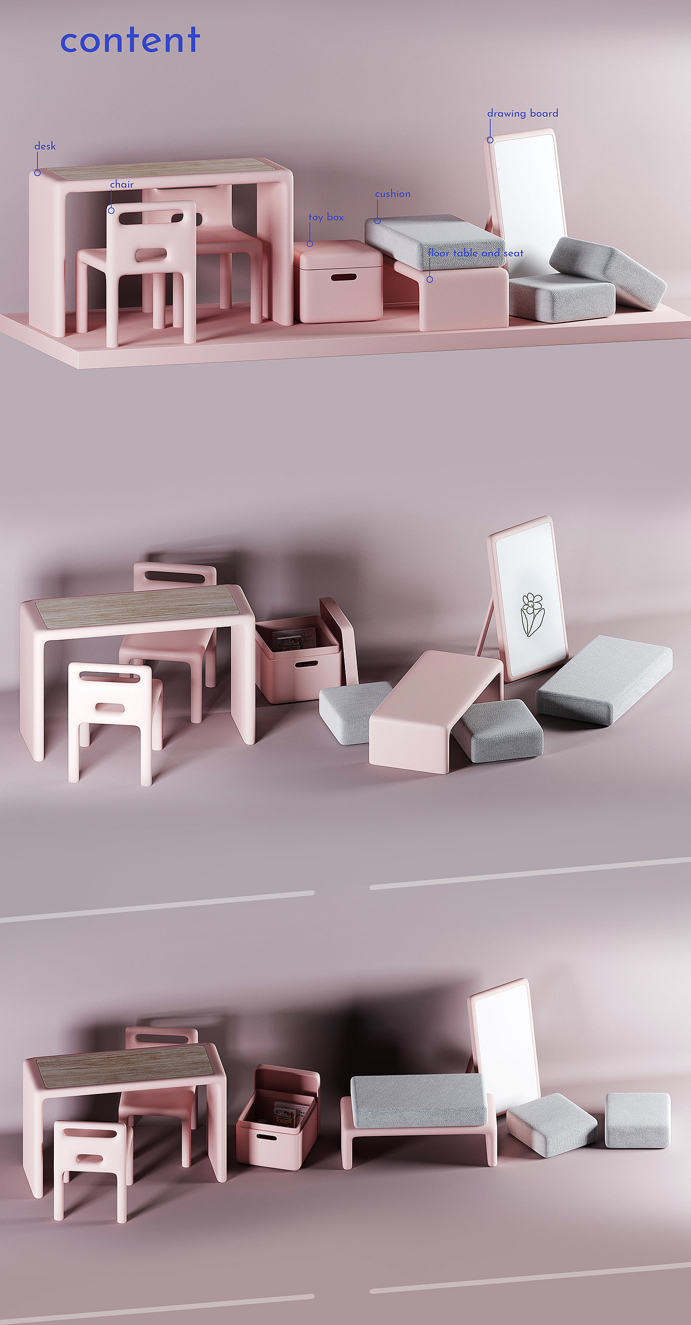 Puzzle，家具，粉色，产品设计，桌，