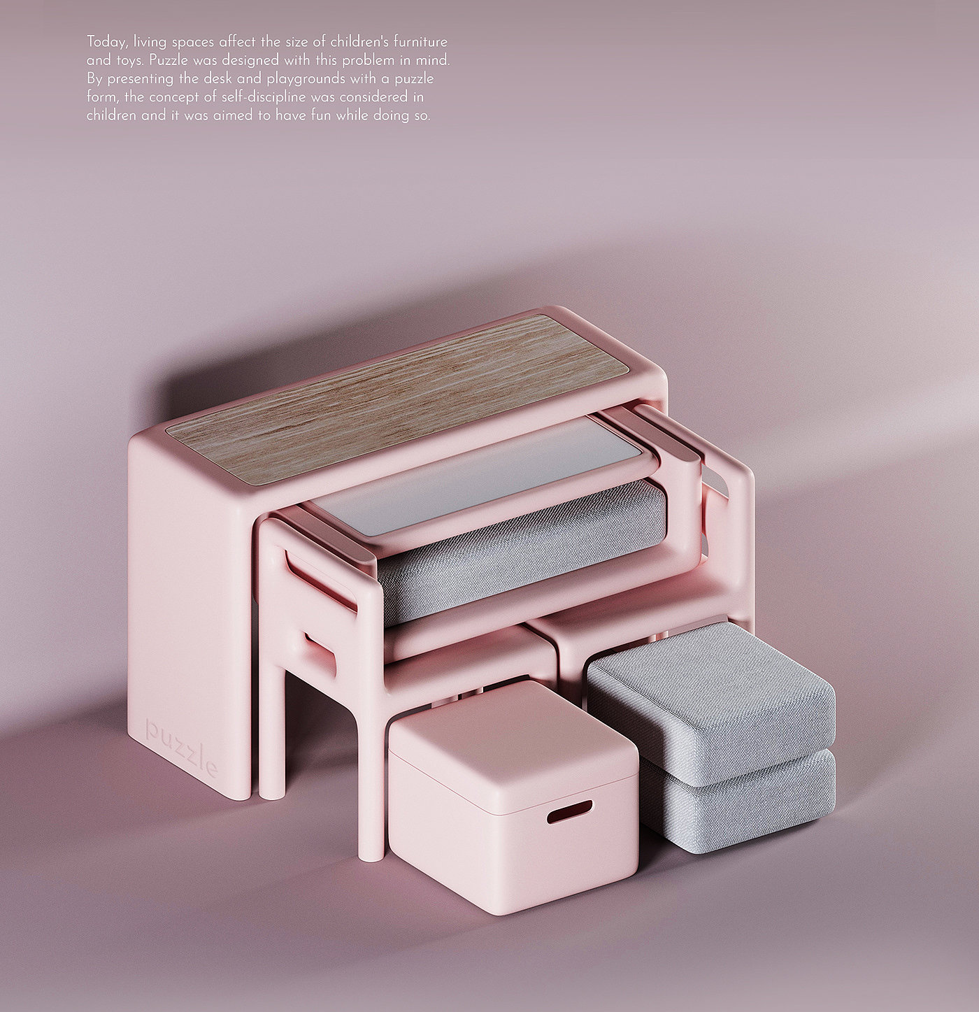 Puzzle，furniture，Pink，product design，table，