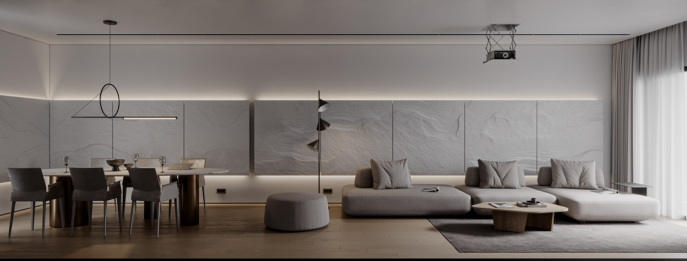 apartment，onochrome，cgi，Interior design，