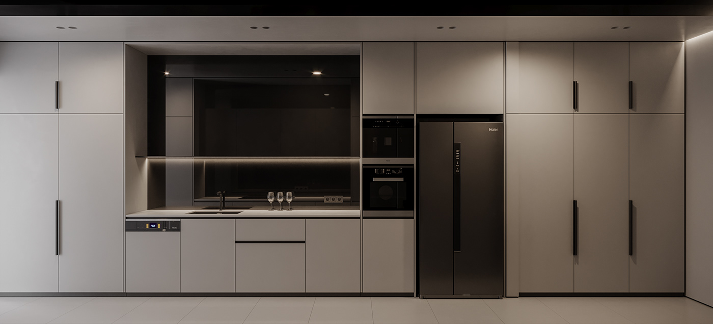 apartment，onochrome，cgi，Interior design，