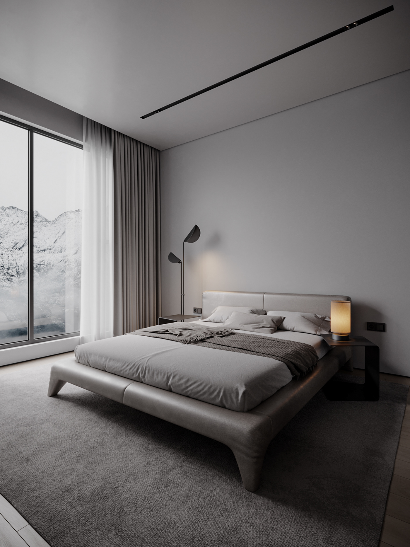 apartment，onochrome，cgi，Interior design，