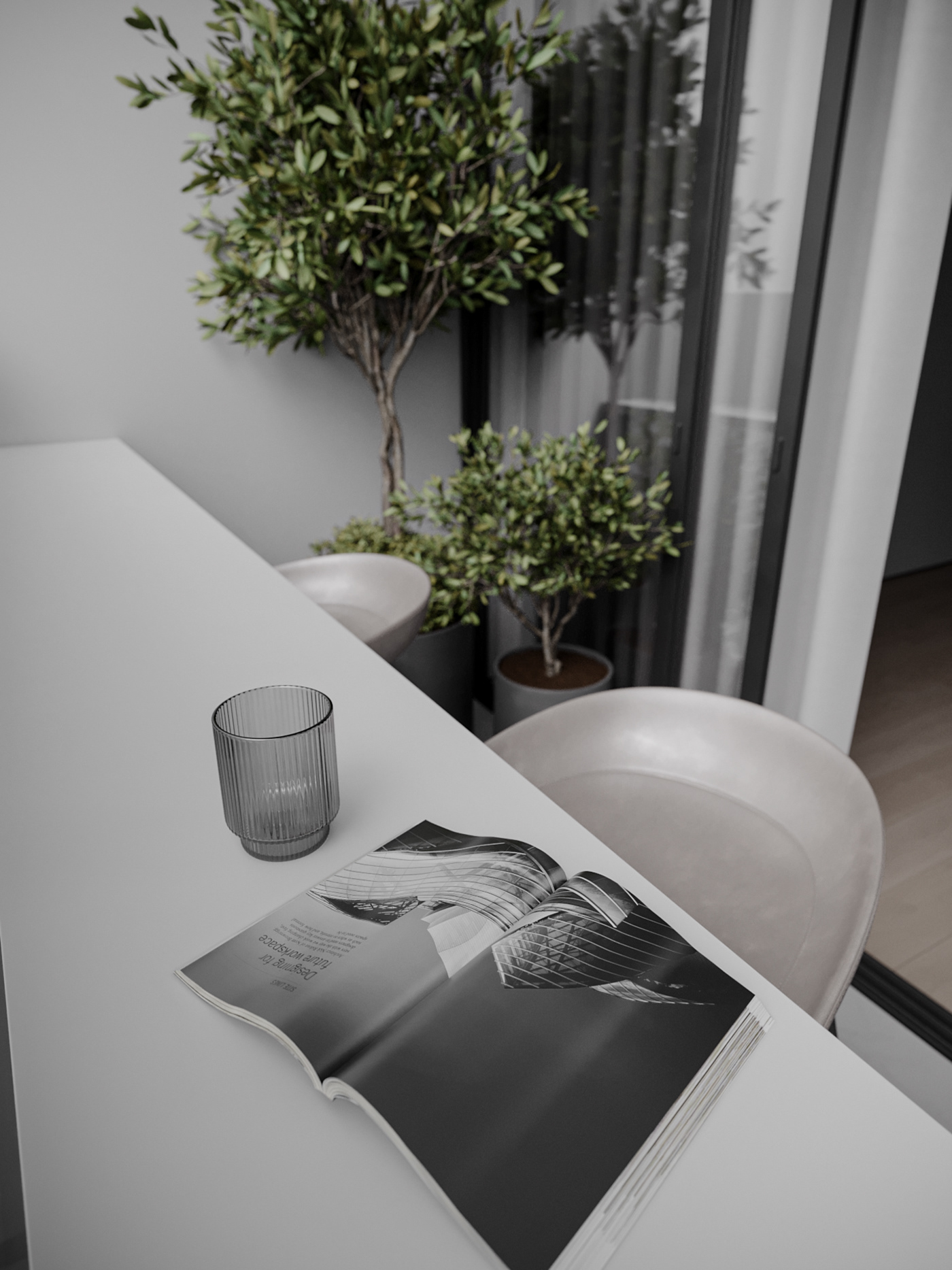 apartment，onochrome，cgi，Interior design，