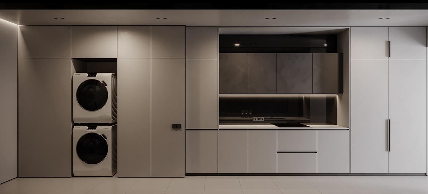 apartment，onochrome，cgi，Interior design，