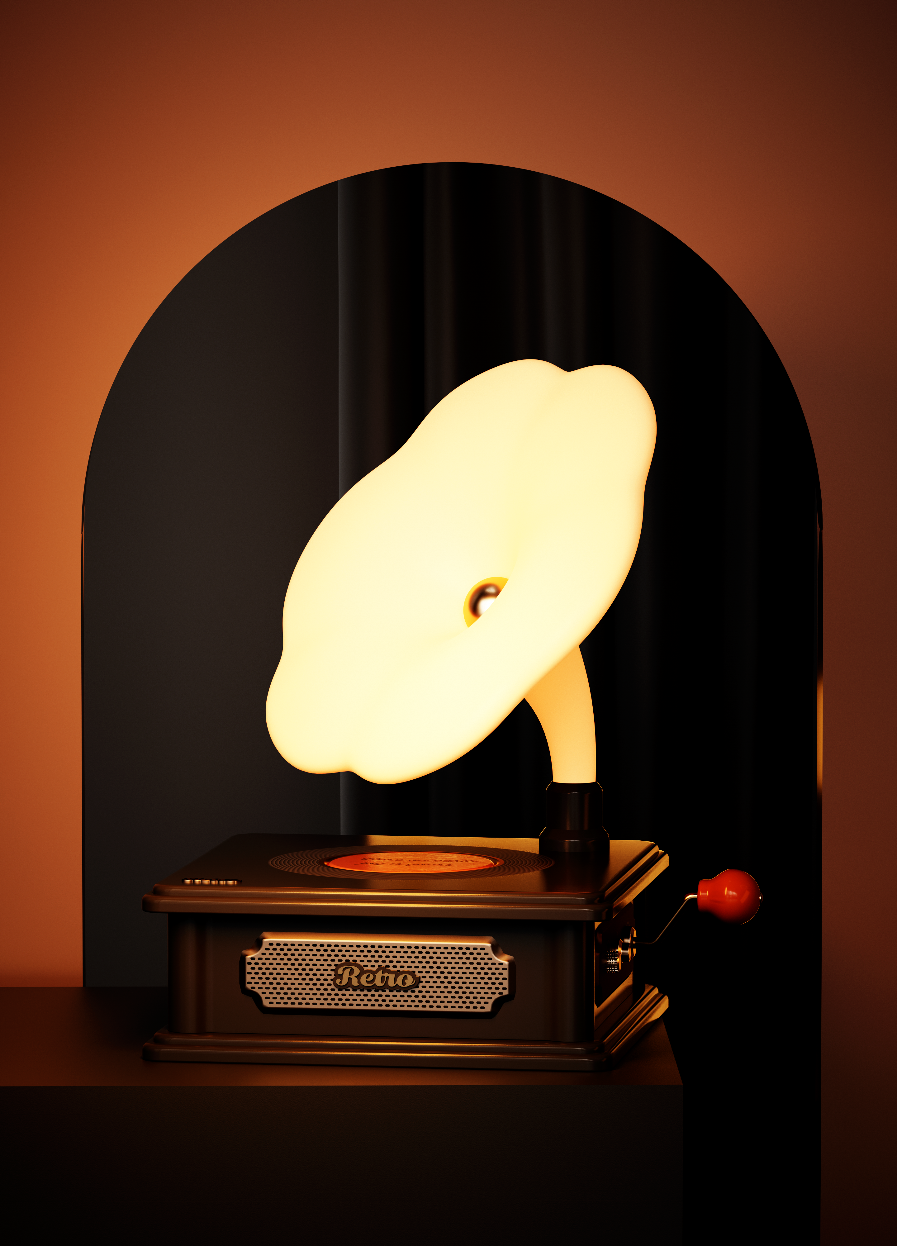 phonograph，Vinyl record player，Wireless charging，lamp，loudspeaker box，