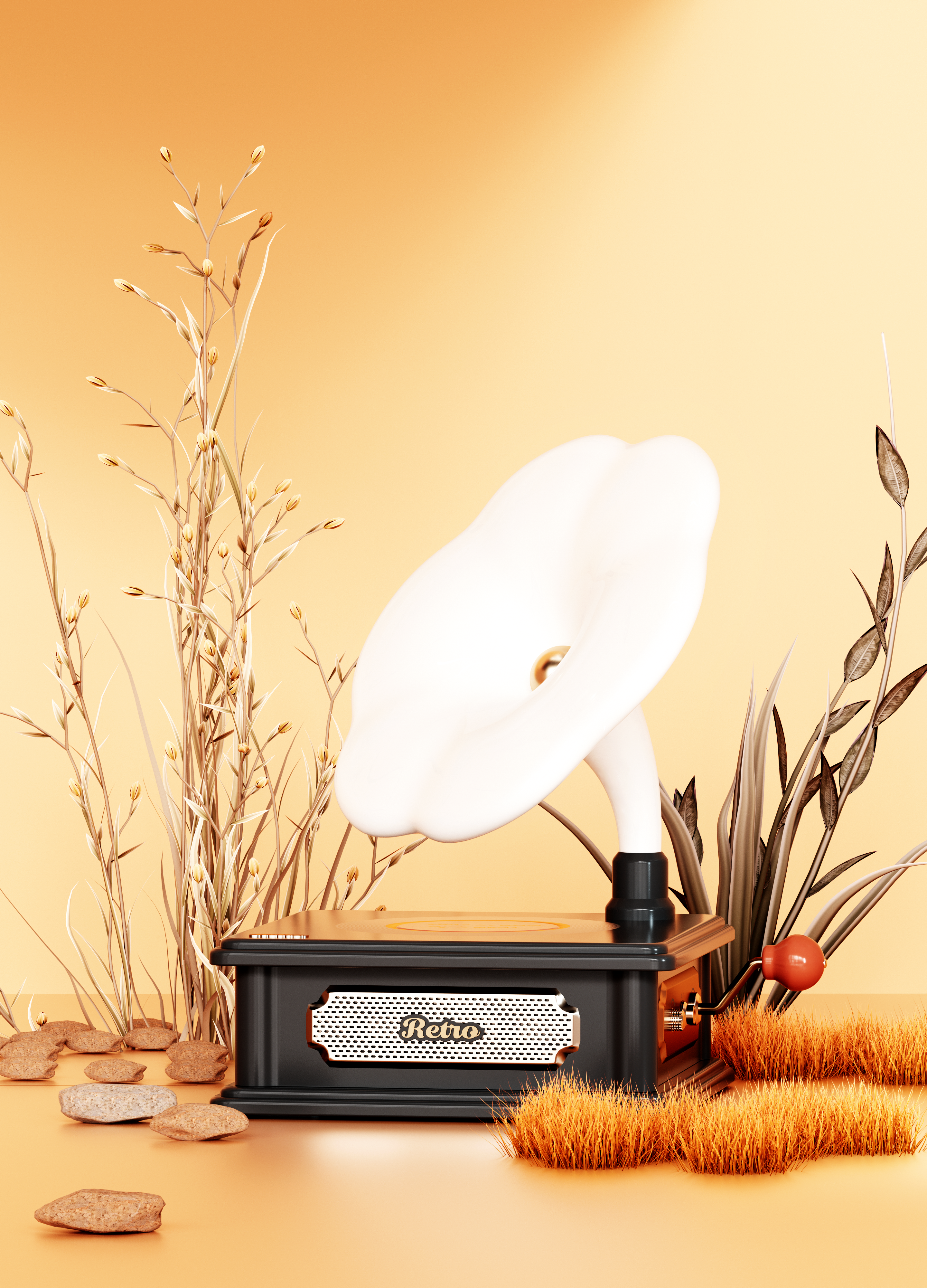 phonograph，Vinyl record player，Wireless charging，lamp，loudspeaker box，