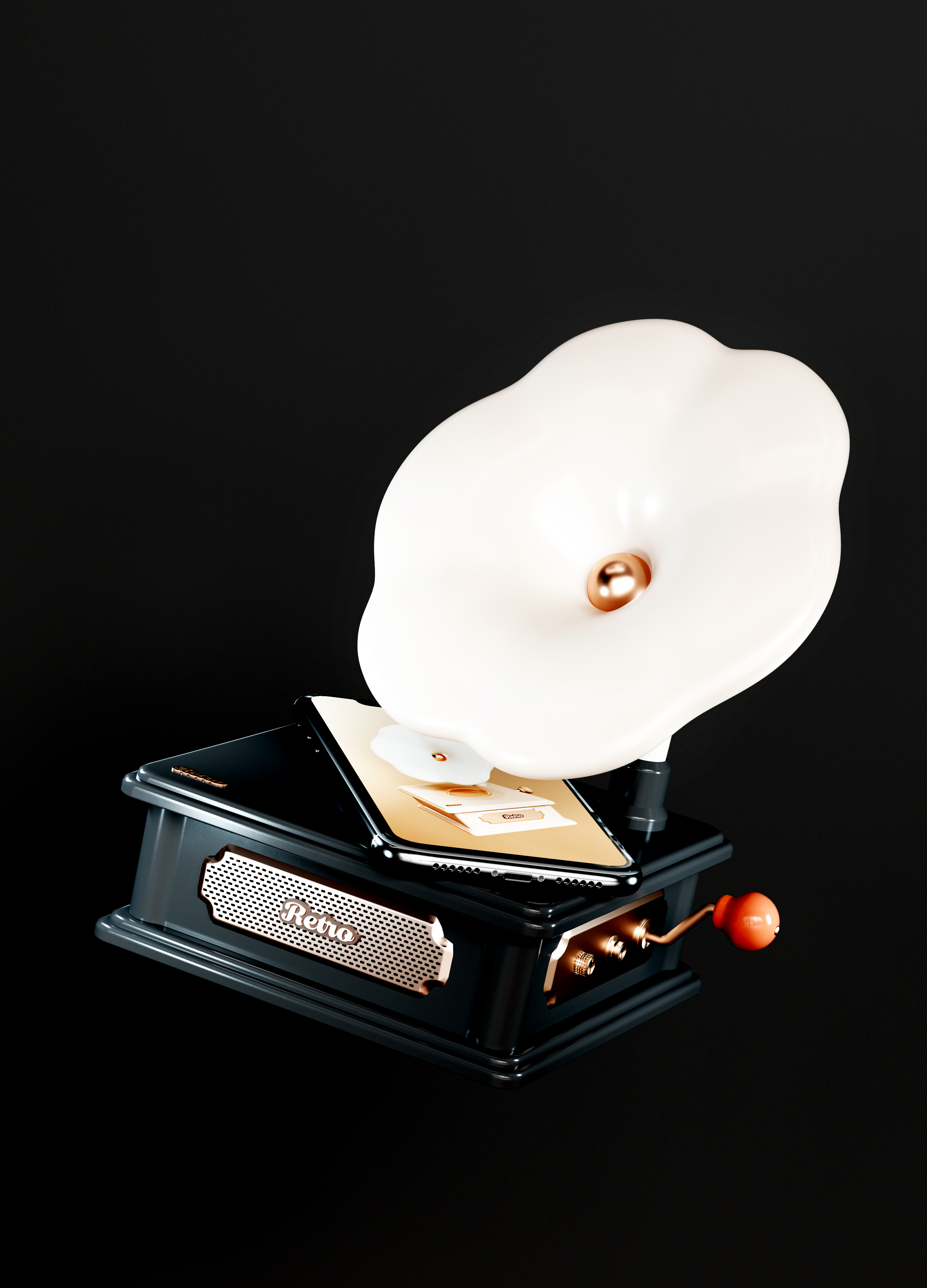 phonograph，Vinyl record player，Wireless charging，lamp，loudspeaker box，