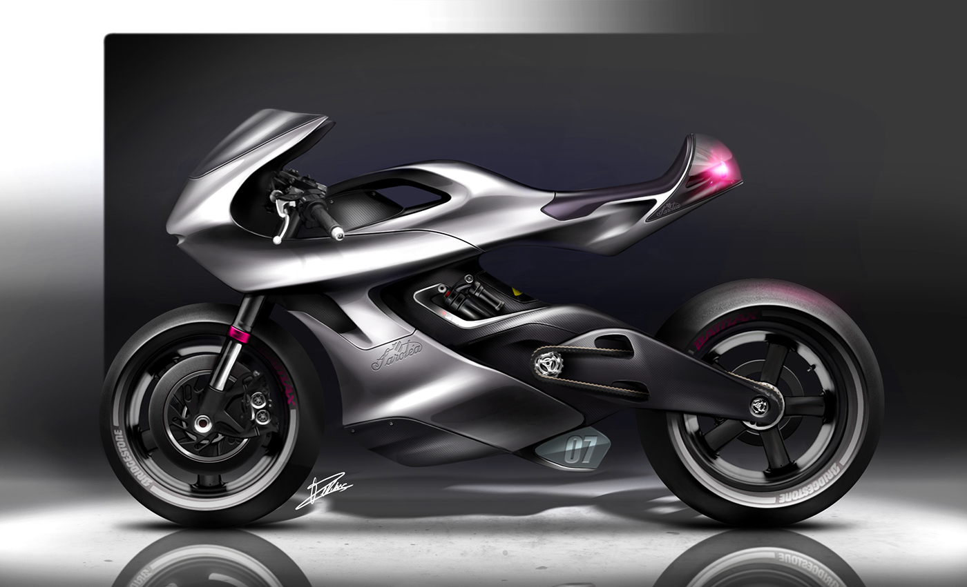 【摩托车手绘】法国设计师马克笔线稿手绘摩托车设计 - 普象网