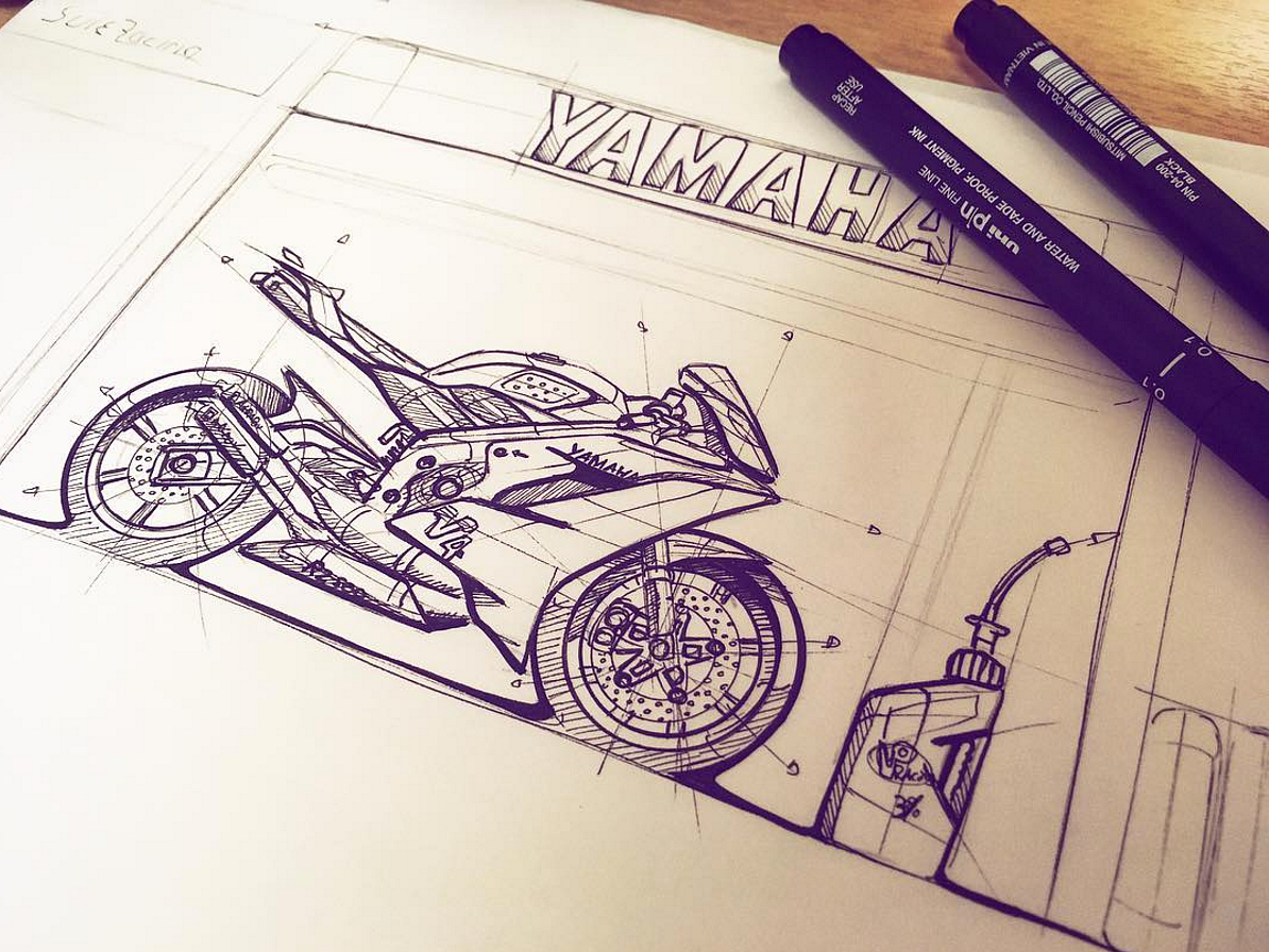 motorcycle，Hand drawing，vehicle，industrial design，