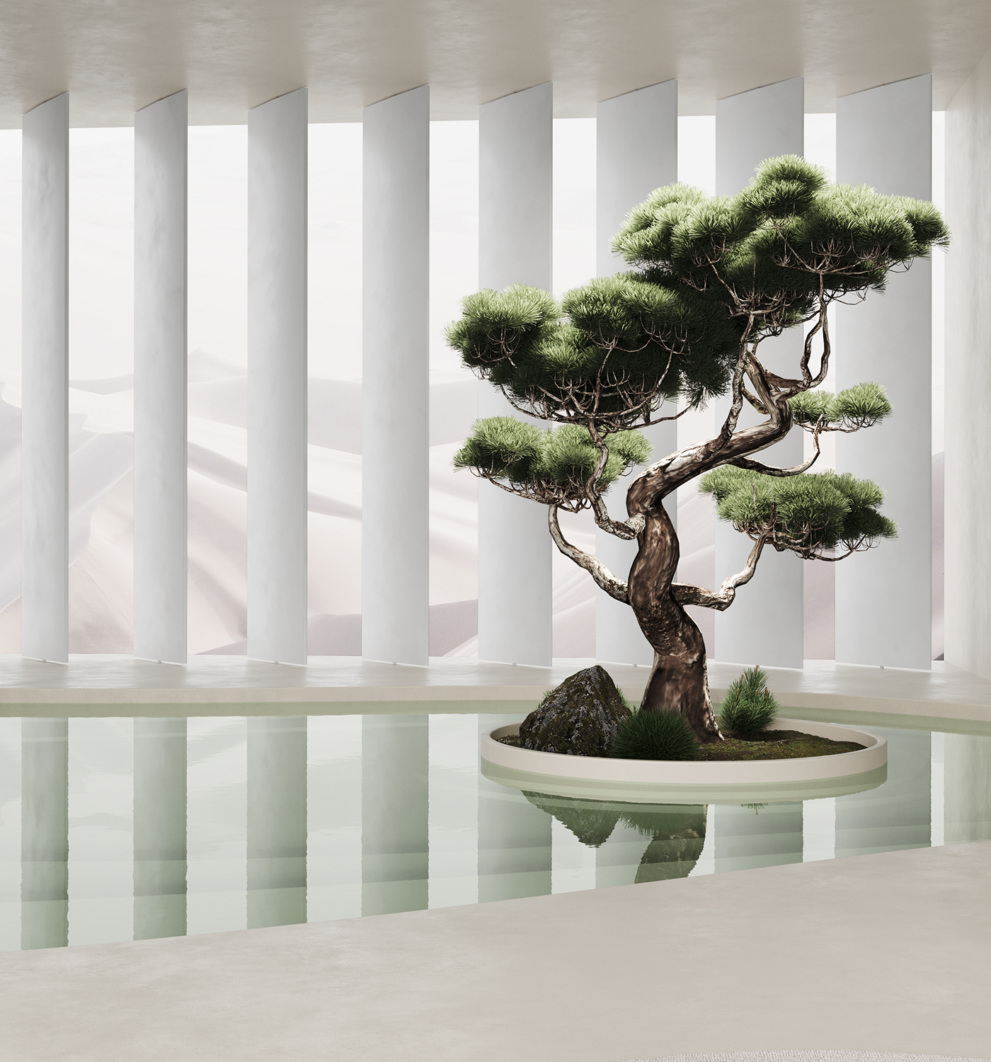 Minimalism，Concept interior，Render，