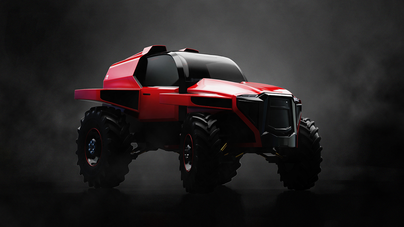 Electric，Tractor，3D modeling，