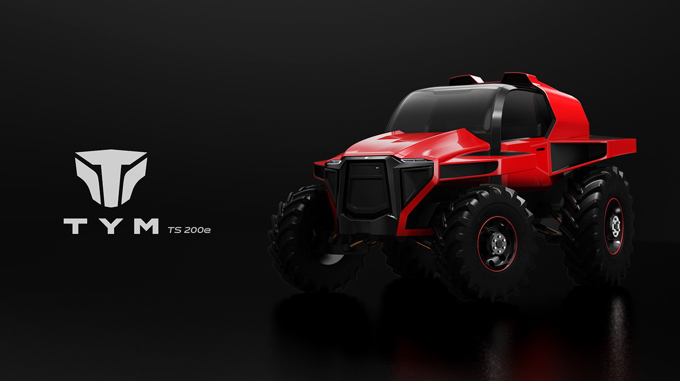 Electric，Tractor，3D modeling，