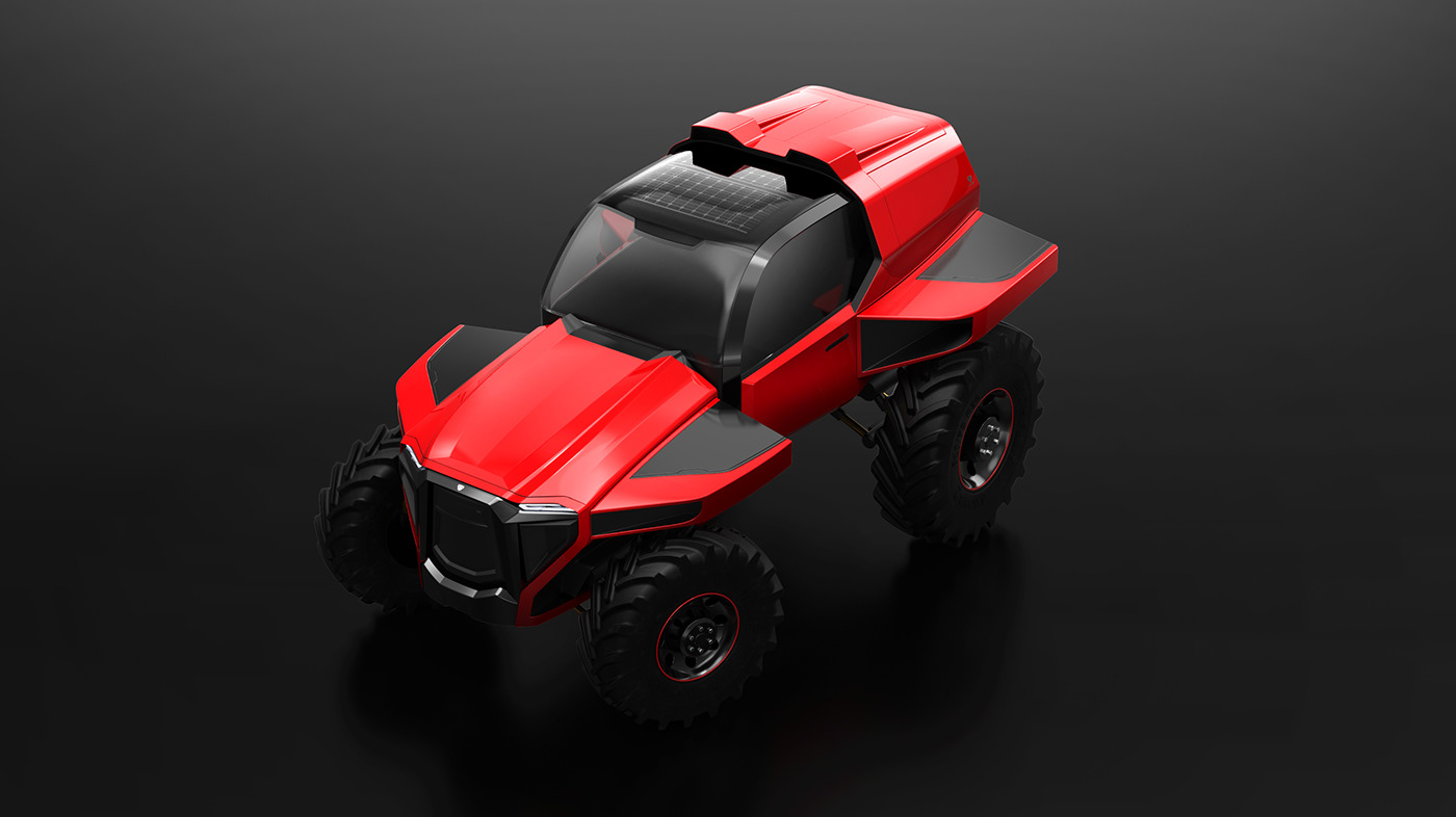 Electric，Tractor，3D modeling，
