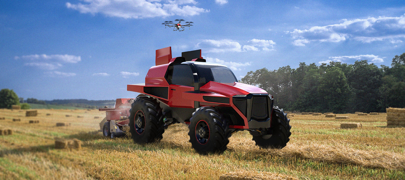 Electric，Tractor，3D modeling，