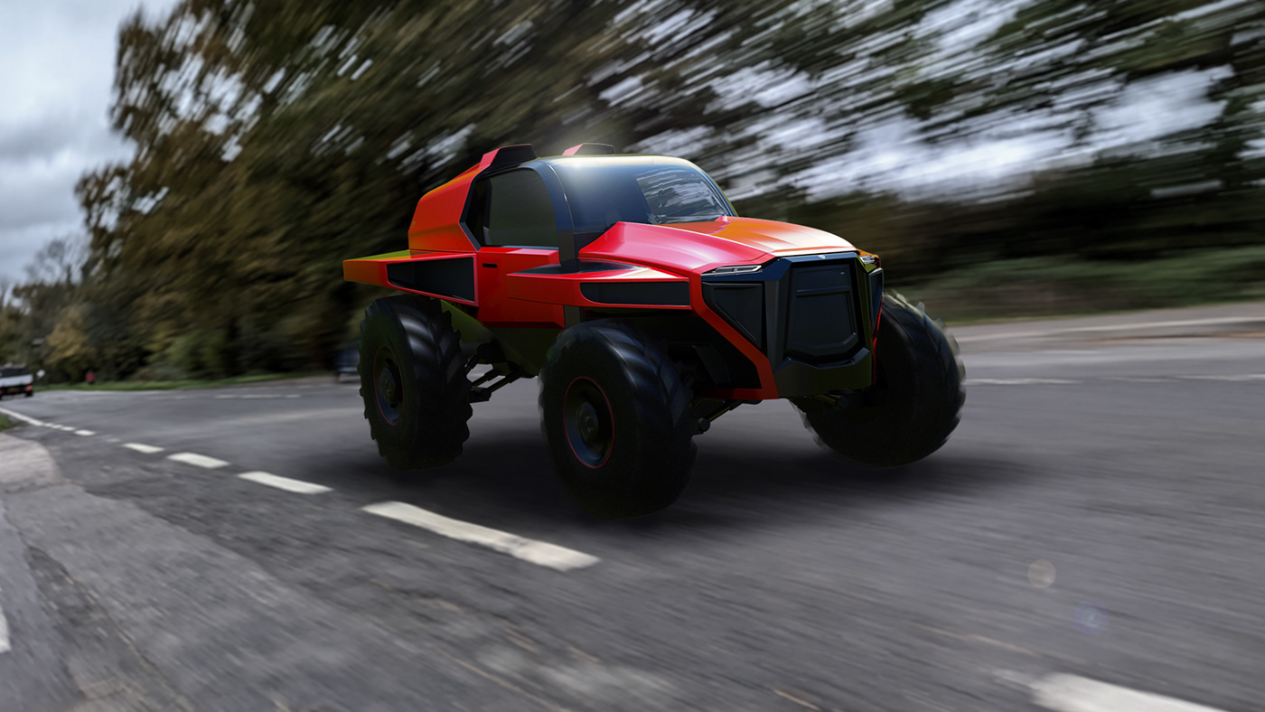 Electric，Tractor，3D modeling，