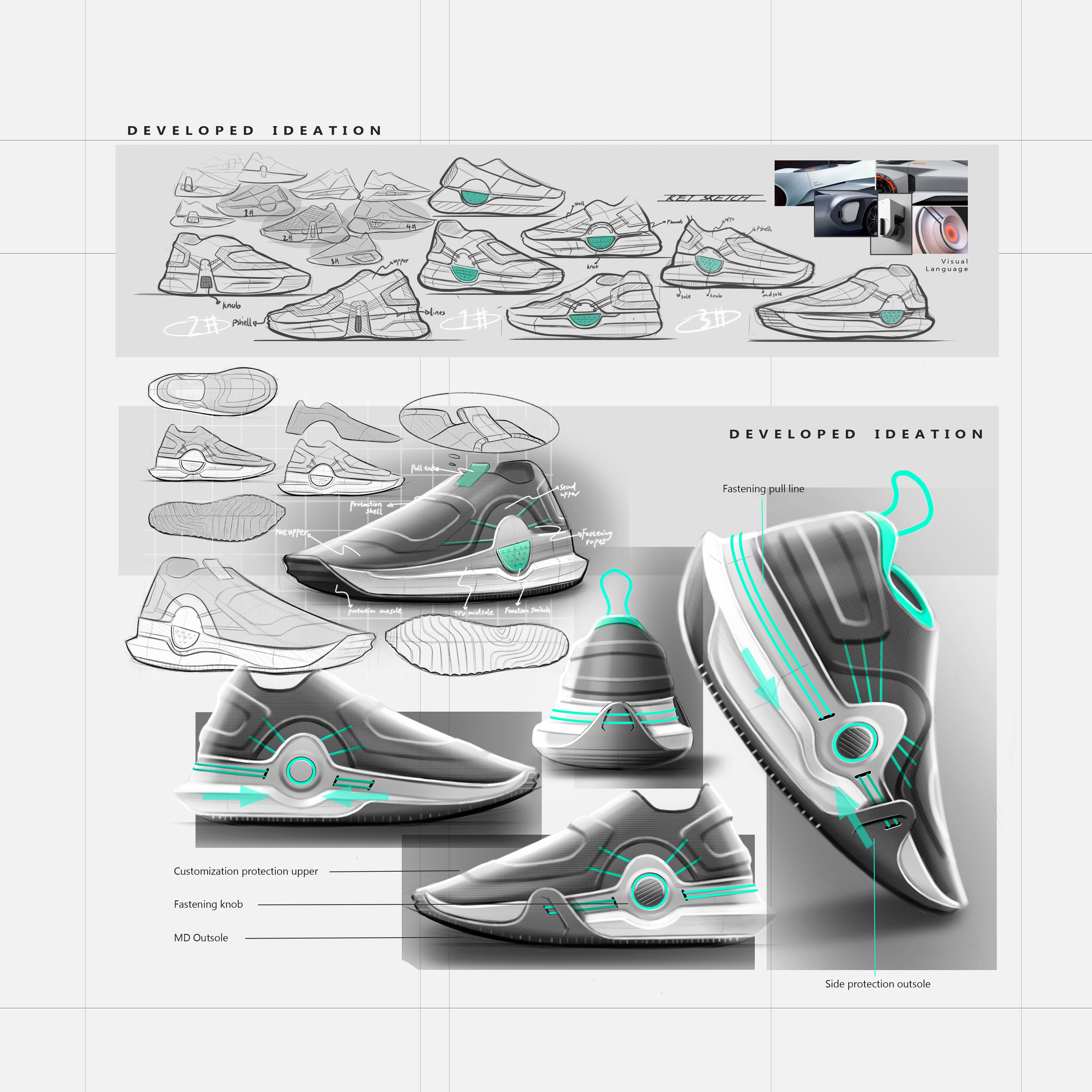 industrial design，Shoe and boot design，product design，vehicle，rendering，concept，outdoor sport，Basketball shoes，