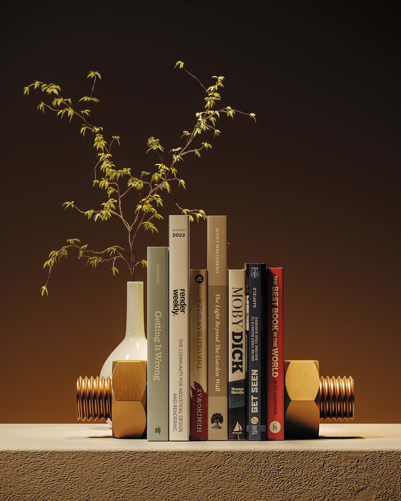 3d，cgi，Digital art，bookshelf，