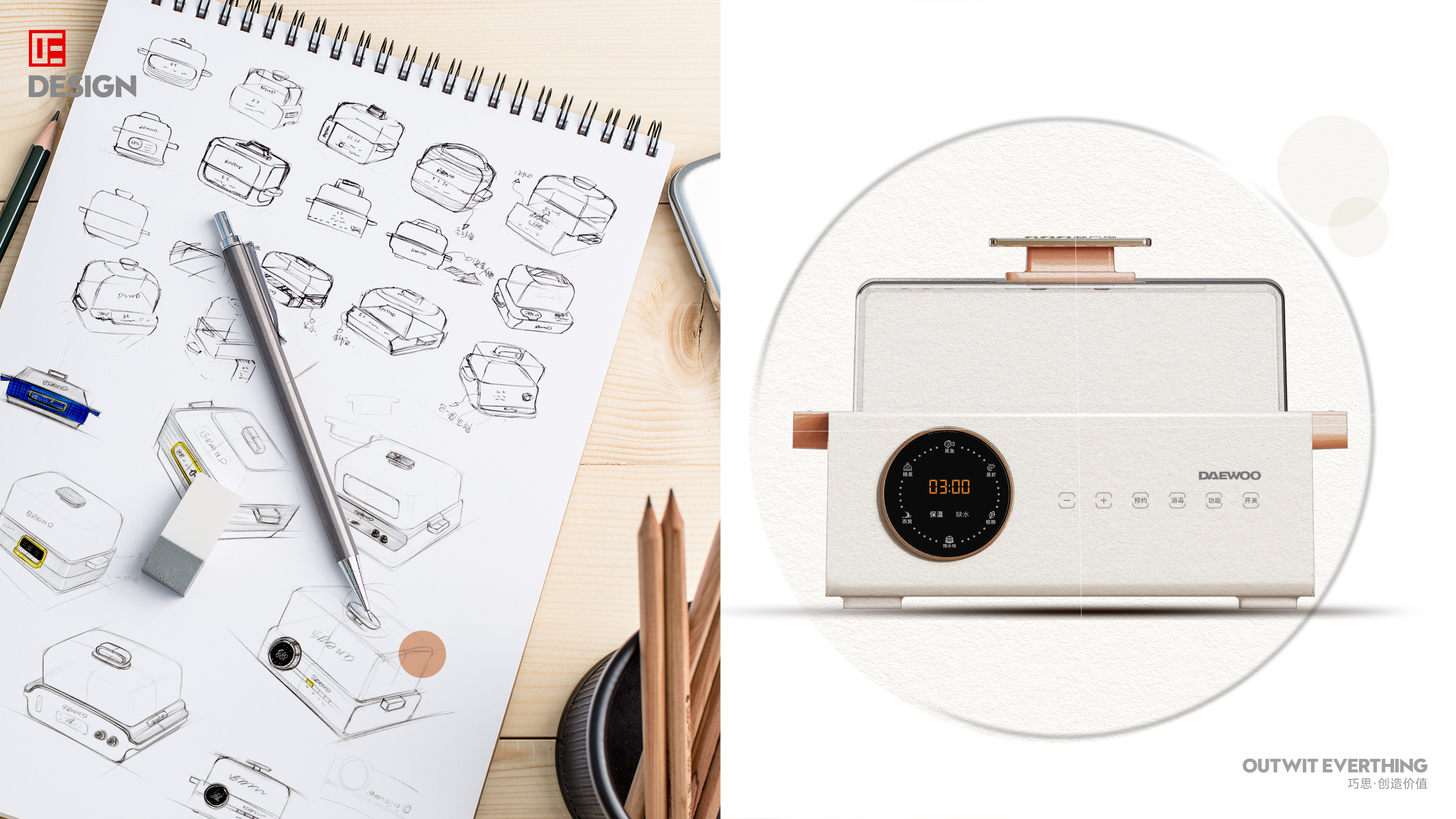 Electric steamer，Product rendering，product design，Home products，Electric cooker，Macro wing design，Daewoo electric steamer，